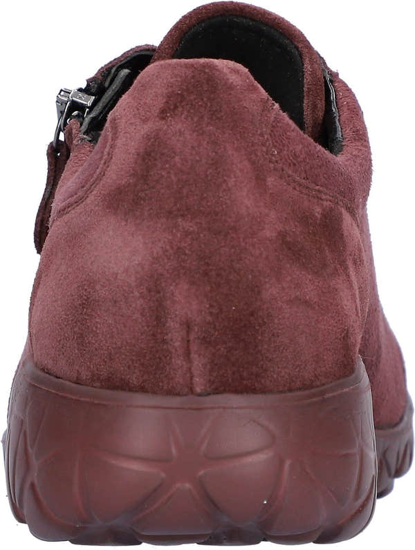 Waldlaufer H89001 253 020 Havy Soft women's Wide Burgundy/Chocolate Brown Suede Stretch Arch Support Zip & Lace Trainers.