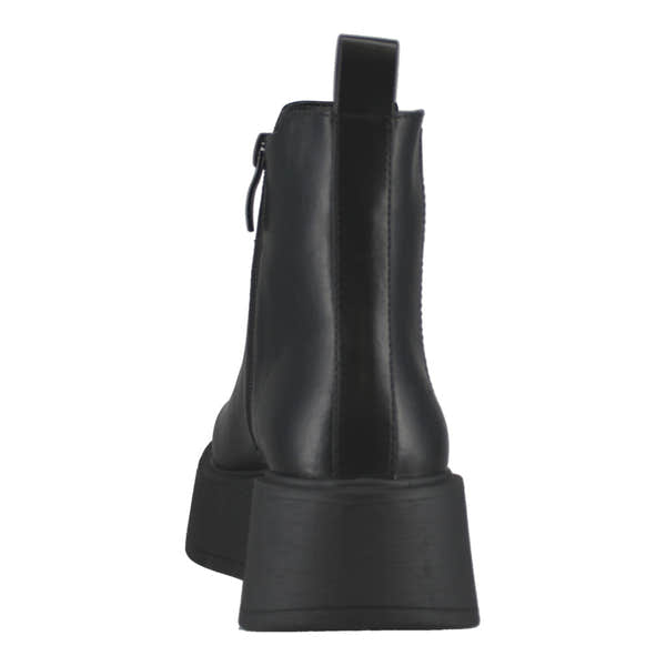 Westland Gemma 01 women's black vegan platform chelsea ankle boots, rear view showing the heel and sole.