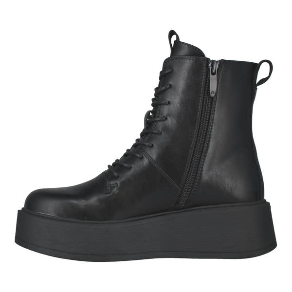 Westland Gemma 02 women's black vegan zip-and-lace platform ankle boots, opposite side view.