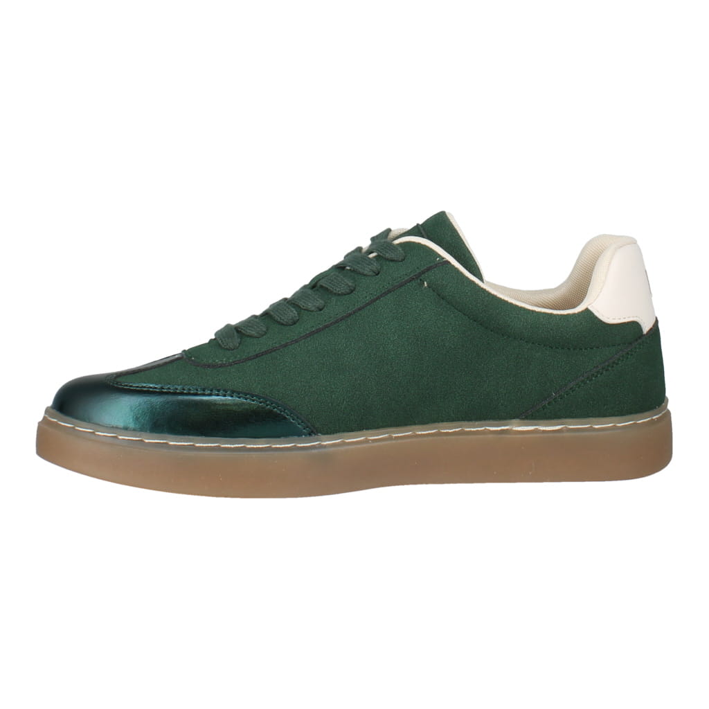 Westland Kira 01 women's green combi vegan lace-up trainers, opposite side view.