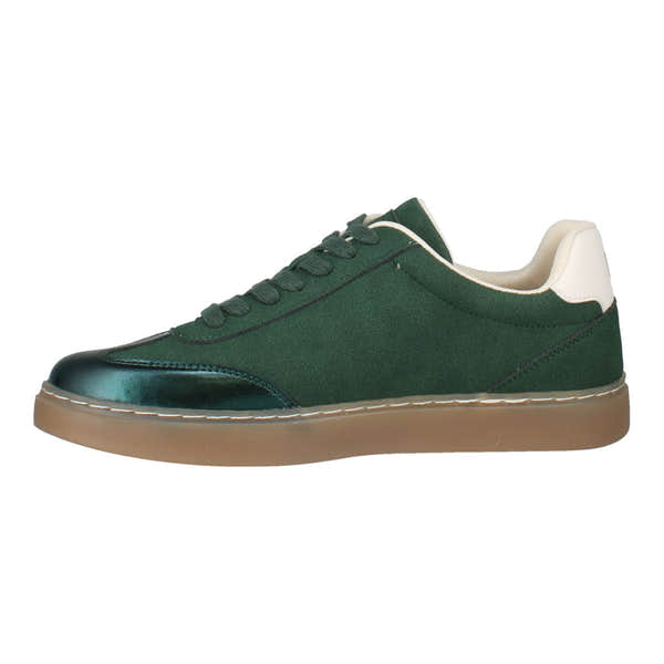 Westland Kira 01 women's green combi vegan lace-up trainers, opposite side view.