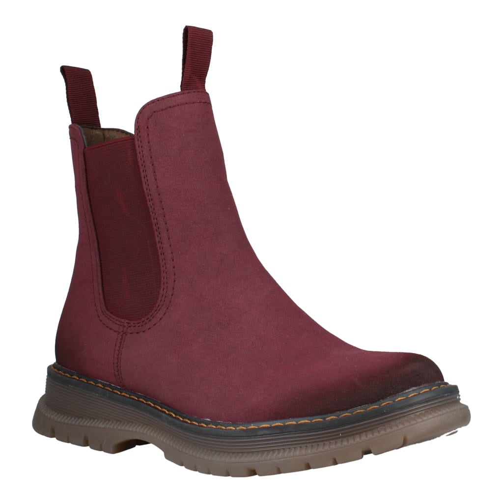 Westland Peyton 05 women's burgundy vegan chelsea ankle boots, front three-quarter view.
