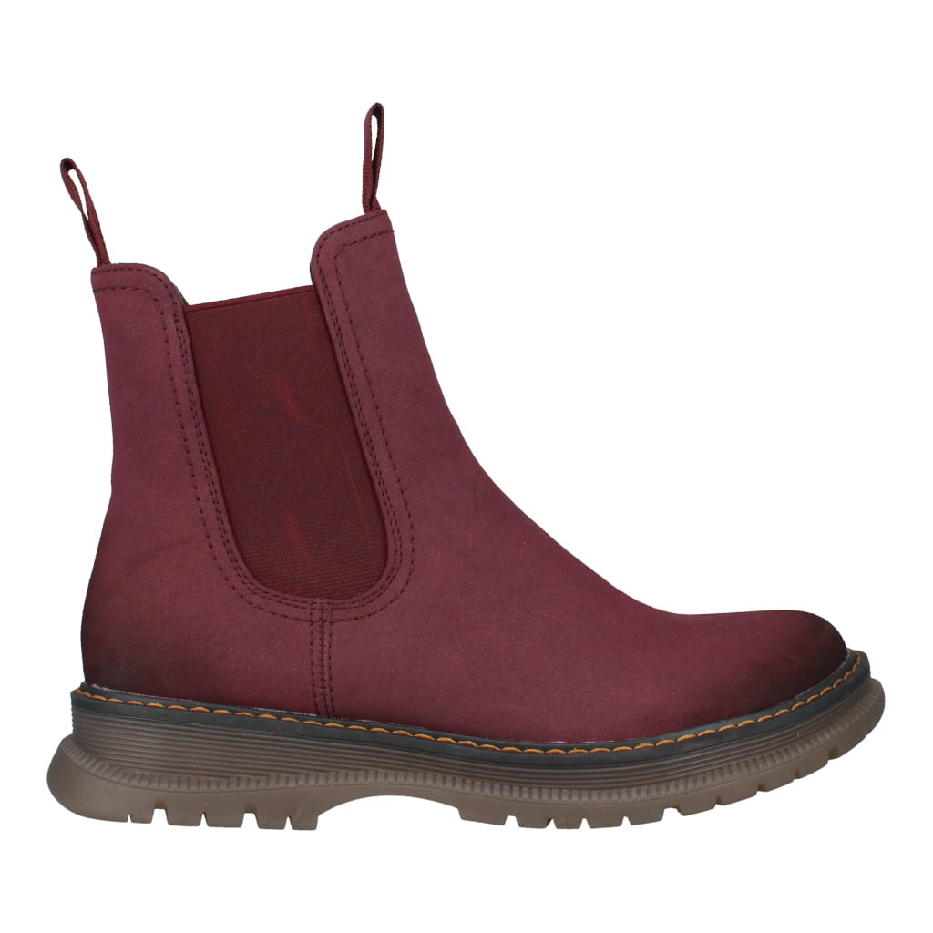 Westland Peyton 05 women's burgundy vegan chelsea ankle boots, side view.