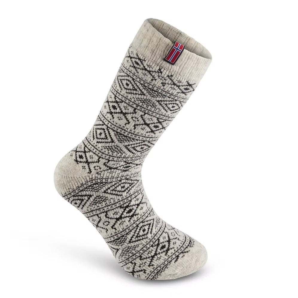 Woolwear Norway Flag Grey Black Norwegian wool socks — product view 1