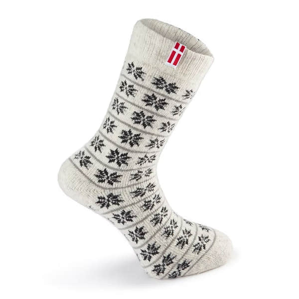 Woolwear Danish Flag Grey Black Norwegian wool socks — product view 1