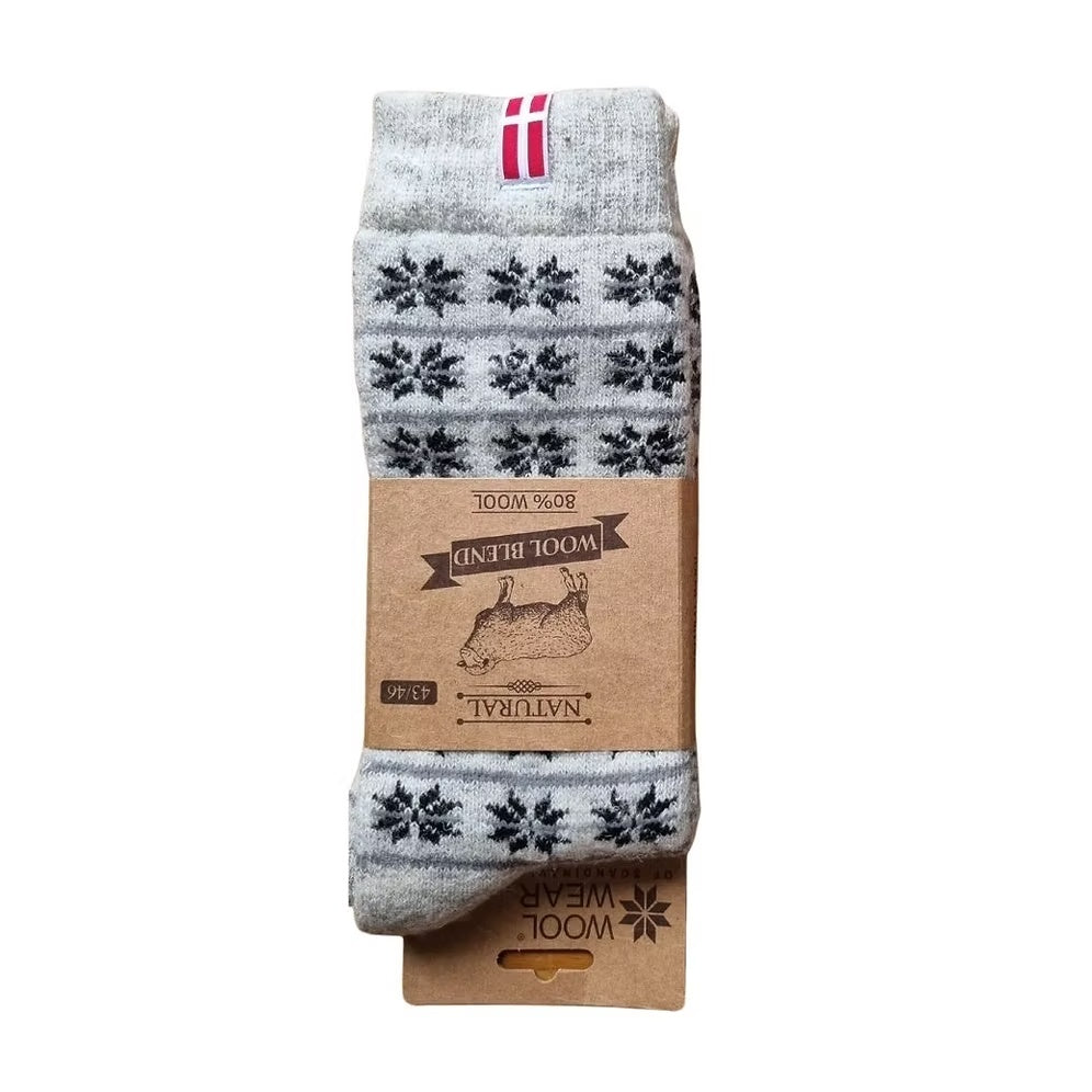 Woolwear Danish Flag Grey Black Norwegian wool socks — product view 2