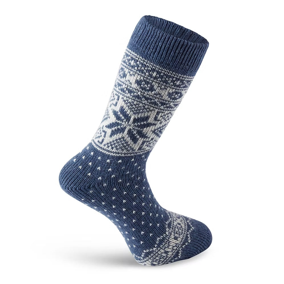 Woolwear Snowflakes Jeans Ecru Norwegian wool socks — product view 1