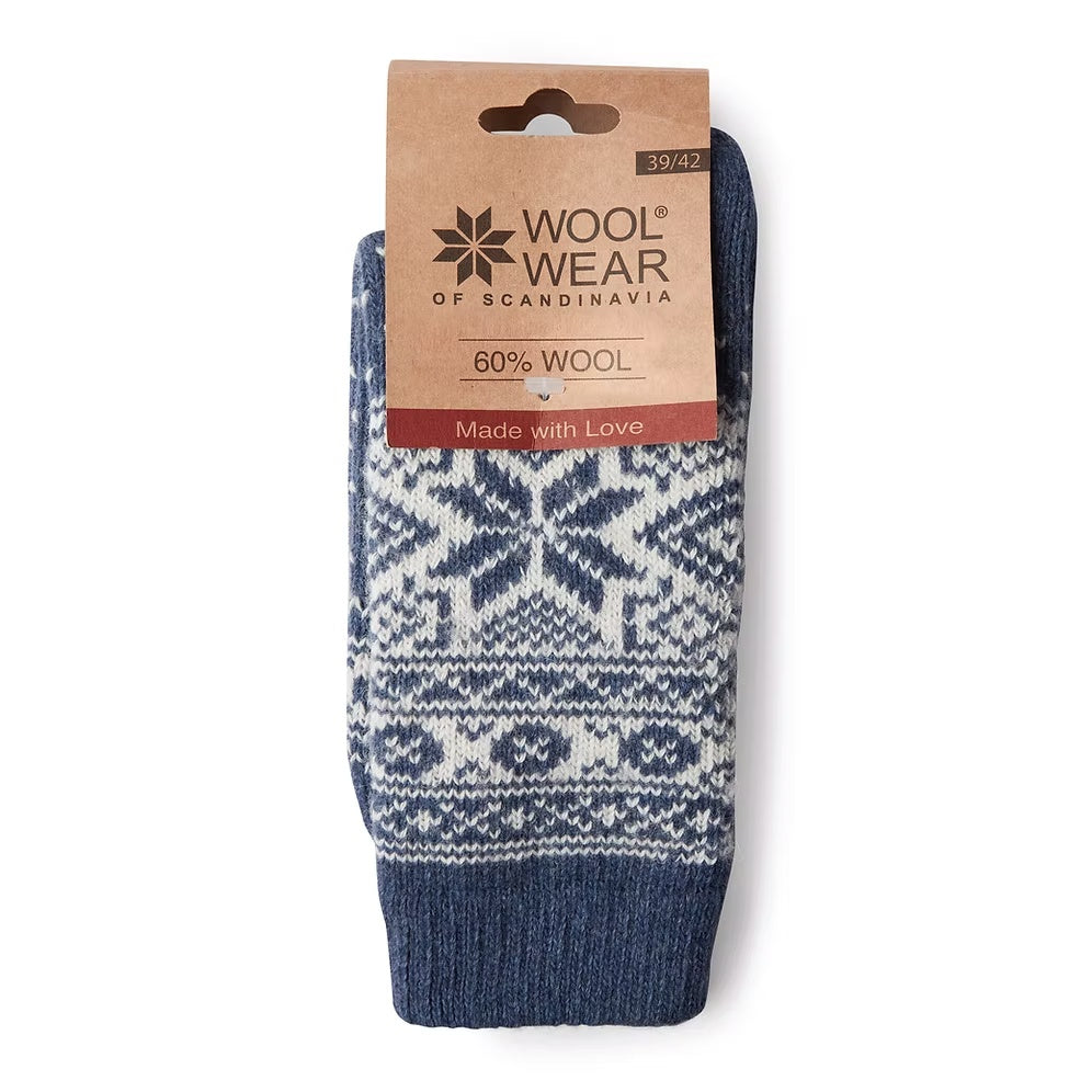 Woolwear Snowflakes Jeans Ecru Norwegian wool socks — product view 2