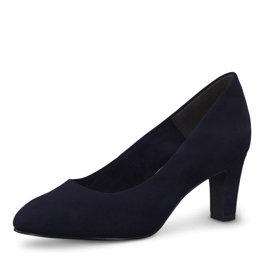 Tamaris 22418-29 805 Ladies Navy Blue Textile Slip On Heels