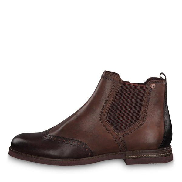 Tamaris 25027-23 Chestnut Combi Brown Leather Ankle Chelsea Boots - elevate your sole
