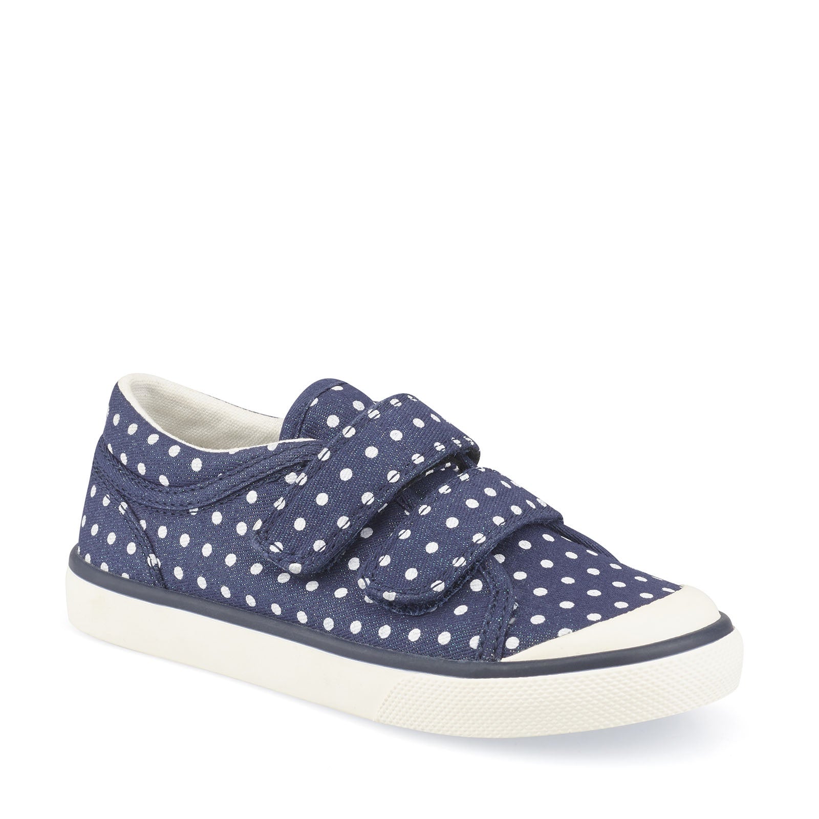 Start-Rite Bounce 6168-9 Girls Navy Dotted Canvas Rip-Tape Fastening Shoe - elevate your sole