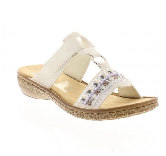 Rieker 628M6-80 White Slip On Mule Sandals - elevate your sole