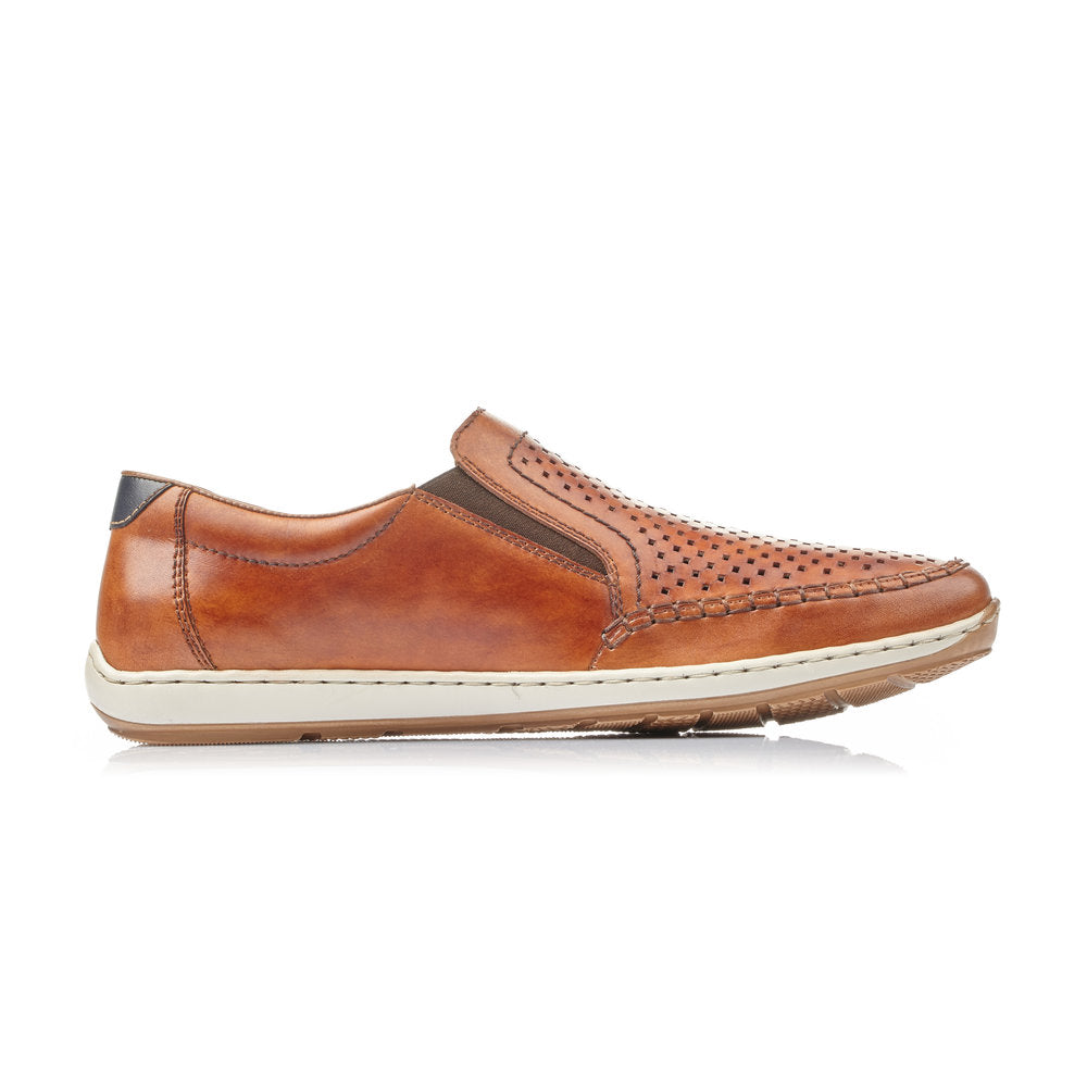 Rieker 08868-24 Mens Brown Leather Slip On Shoe