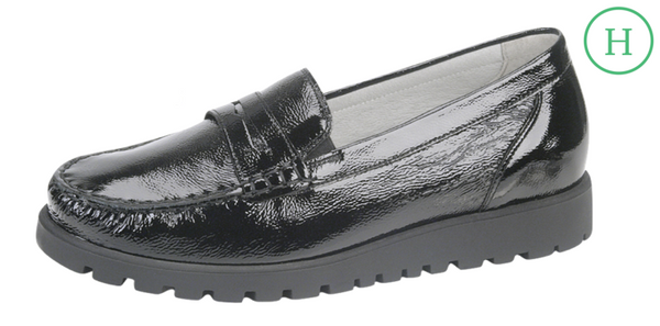 Waldlaufer 549002 Hegli Black Patent Leather Slip On Shoes - elevate your sole