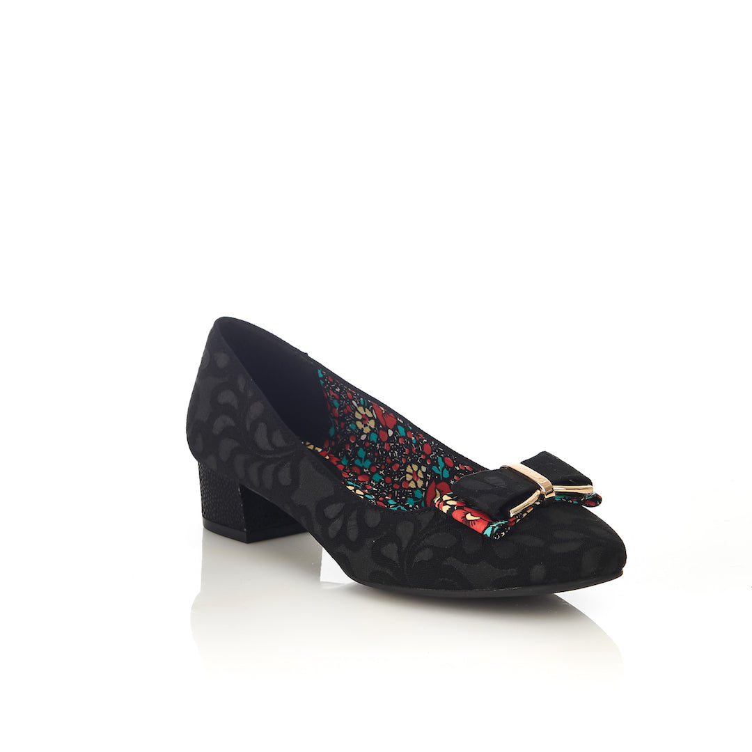 Ruby Shoo June Noir Black Low Heeled Pumps - elevate your sole