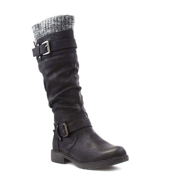 Lotus Fontura Black Faux Leather Knee High Boots - elevate your sole