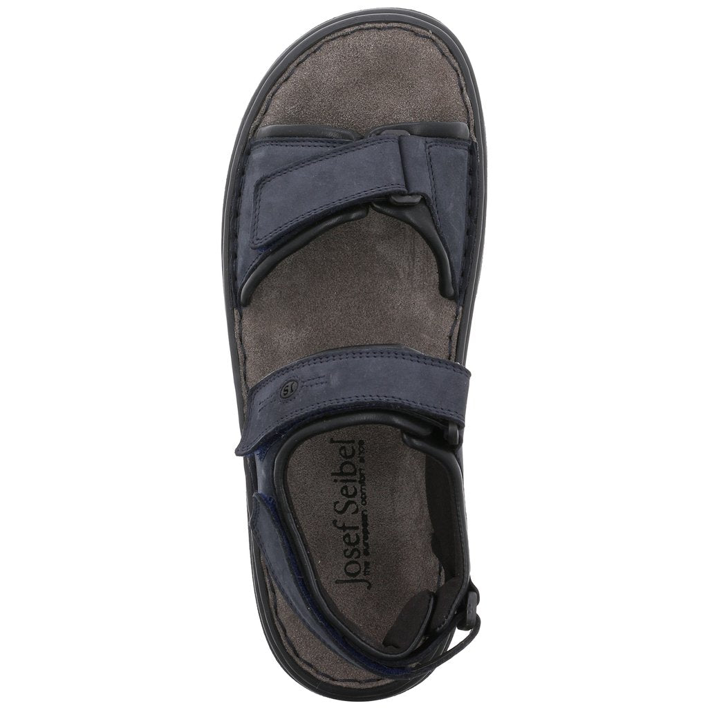 Josef Seibel Rafe Ocean Navy Leather Mens Open Toe Walking Sandals - elevate your sole