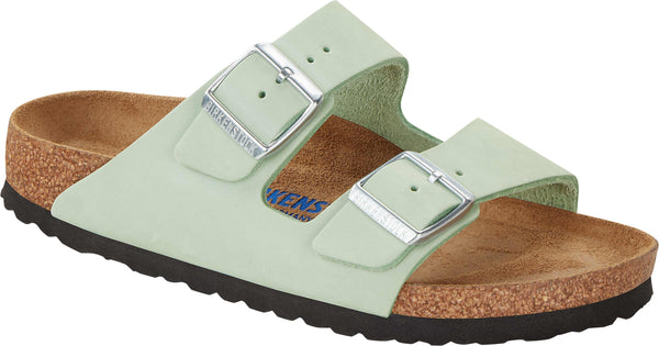 Birkenstock Arizona SFB 1024213 Ladies Matcha Green Nubuck Arch Support Slip On Sandals