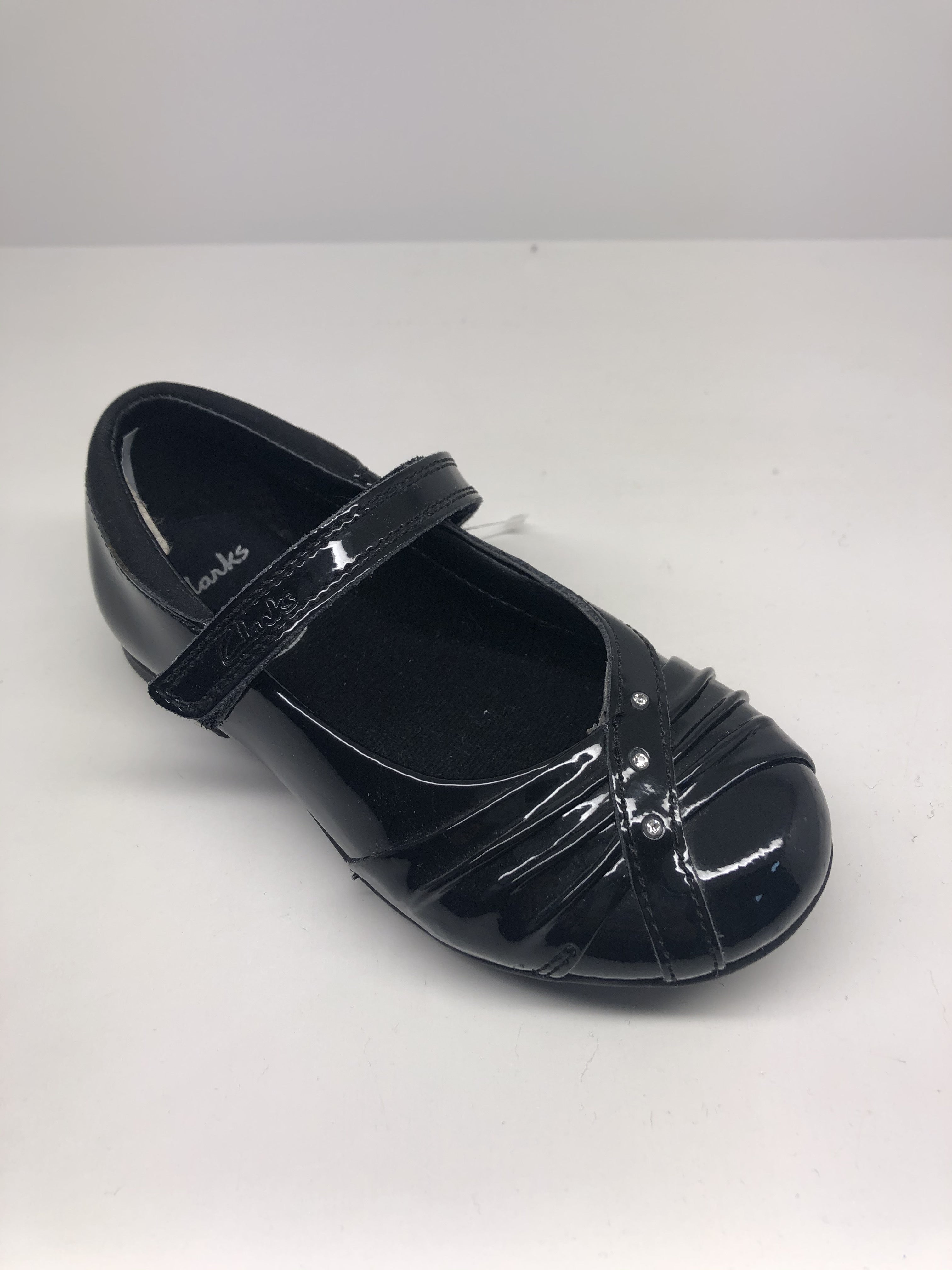 Clarks Dolly Shy Girls Black Patent Leather Shoes