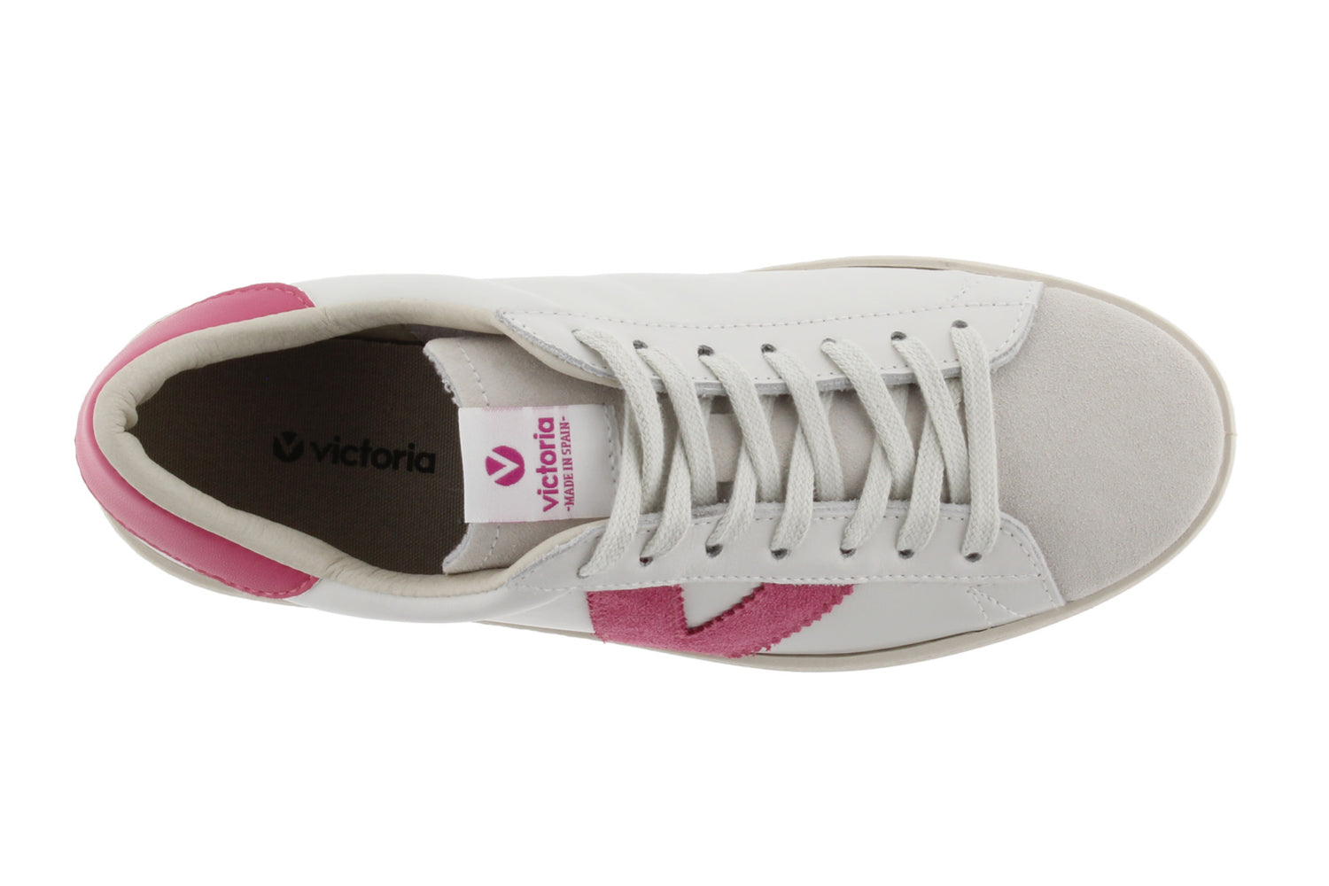 Victoria Berlin Piel 1126142 Ladies Spanish Strawberry Pink Leather Lace Up Trainers