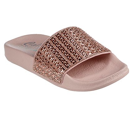 Skechers 119320 Pop Ups New Spark Ladies Rose Gold Textile Vegan Slider Sandals