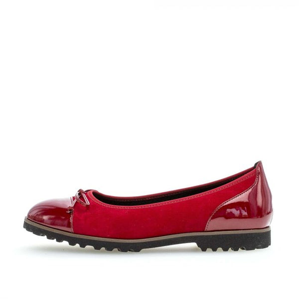 Gabor 34.100.13 Red Suede Leather Slip On Ballerina Shoes - elevate your sole