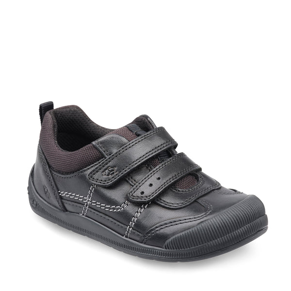Start-Rite Tickle 1731_7 Boys Black Leather Rip-Tape Fastening School Shoes