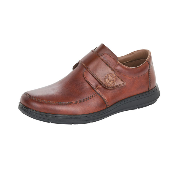 Rieker 17372-24 Mens Brown Leather Extra Wide Touch Fastening Shoe