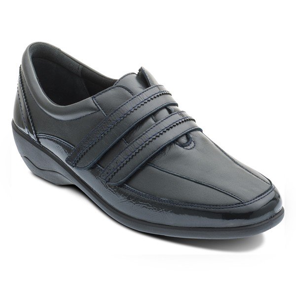 Padders Velvet Navy Leather Wide fitting Shoes - elevate your sole