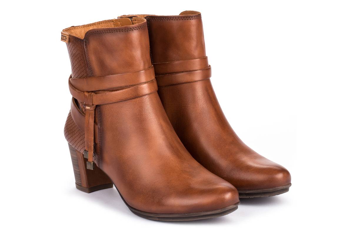 Pikolinos W1J 8531 Cuero Brown Leather Ladies Side Zip Heeled Ankle Boots - elevate your sole