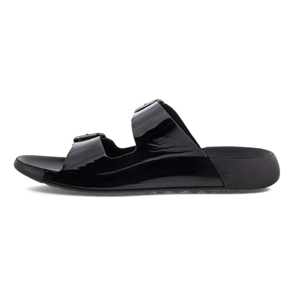 Ecco 2nd Cozmo 206833 01001 Ladies Black Patent Leather Arch Support Slip On Sandals