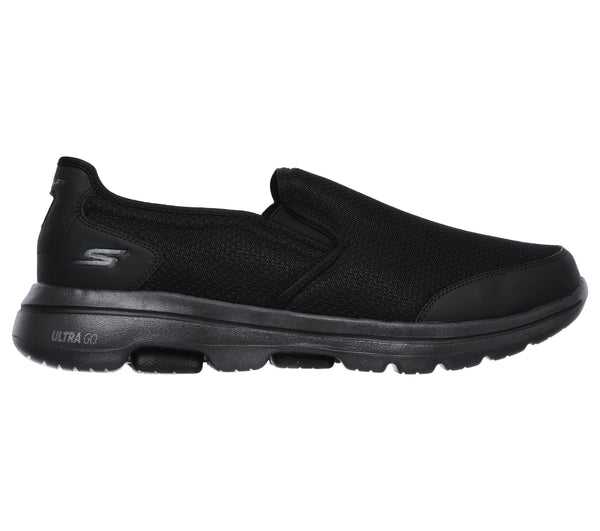 Skechers 216013 Go Walk 5 Delco Mens Black Charcoal Slip Ons