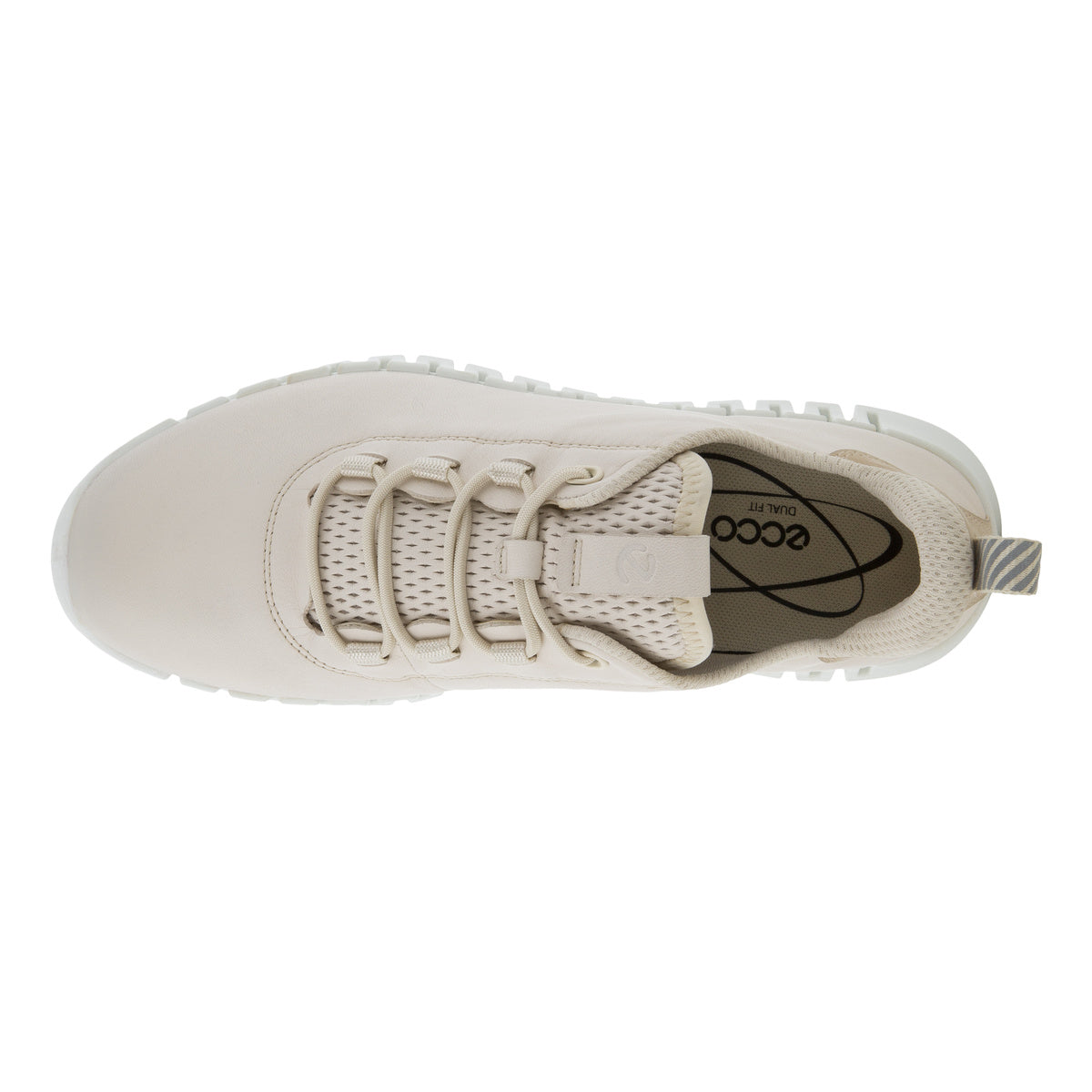 Ecco Gruuv 218203 60720 Ladies Limestone Leather Arch Support Elasticated Trainers