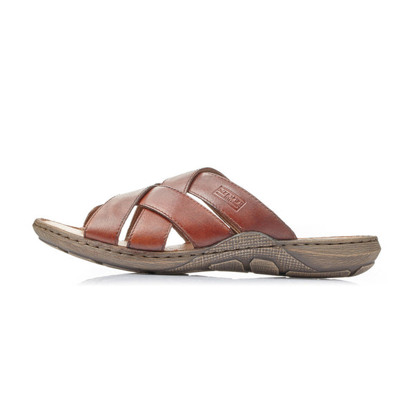 Rieker 22098-24 Mens Wide Brown Leather Sandals