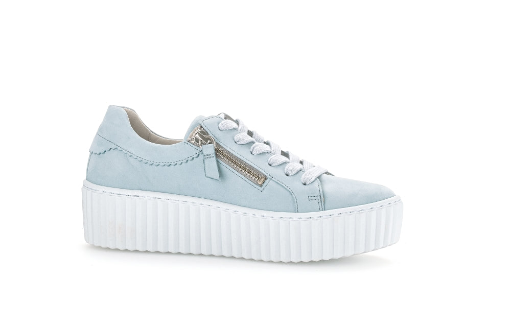 Gabor 23.200.10 Dolly Ladies Sky Blue Nubuck Zip & Lace Trainers