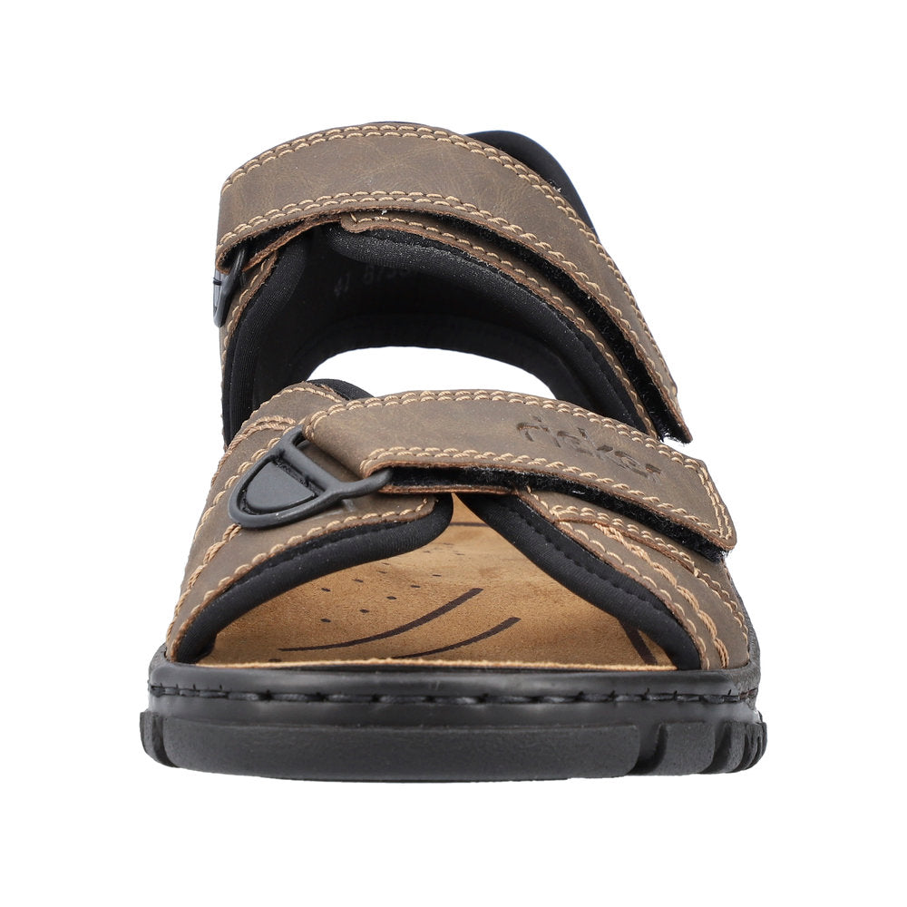 Rieker 25051-27 Mens Wide Brown Strap Sandals