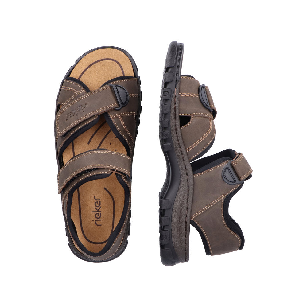 Rieker 25051-27 Mens Wide Brown Strap Sandals