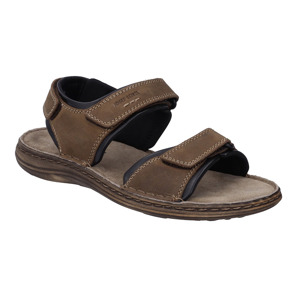 Josef Seibel Vincent 09 Mens Brown Leather Touch Fastening Sandals