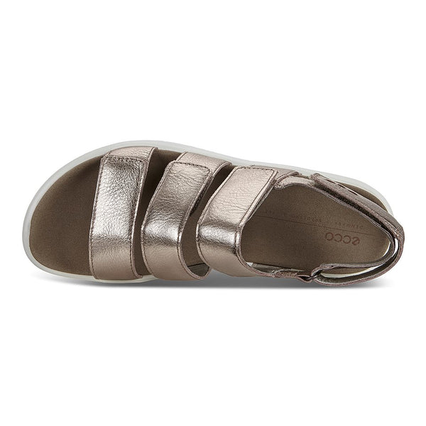 Ecco 273633 Warm Grey Metallic Leather Hook and Loop Strap Sandals - elevate your sole