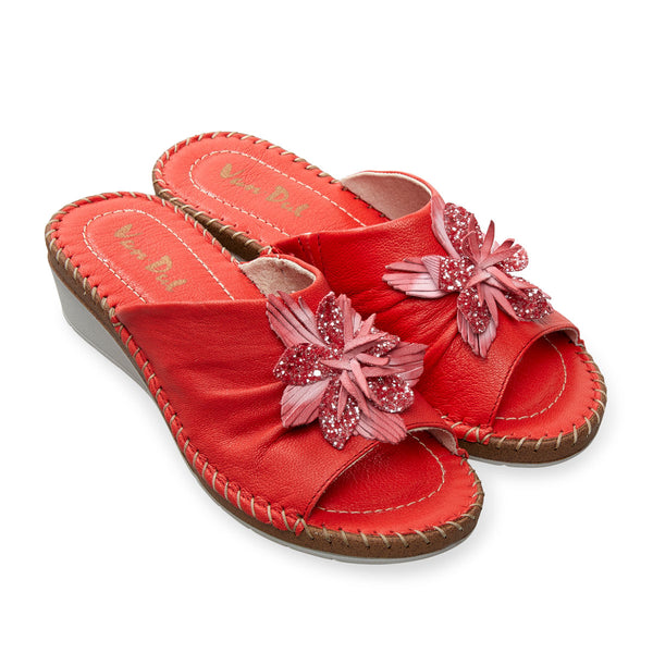Van Dal Banks Ladies Red Wedge Mule Sandals