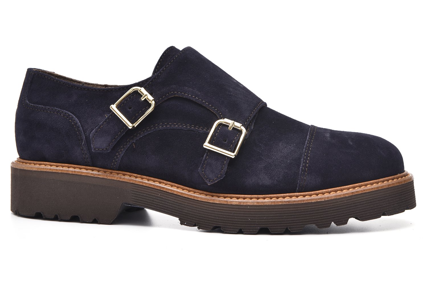 Alpe 30351128 Double Monk Strap Navy Suede Shoes - elevate your sole