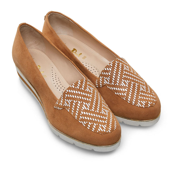 Van Dal Peel Ladies Brown Suede Leather Wedge Loafer Shoes