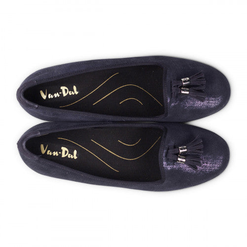 Van Dal Thurlo 3083 4105 Ladies Midnight Leather Linen Print Loafers