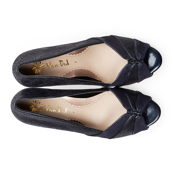 Van Dal Tomlin Ladies Midnight Feature Print Peep Toe Court Shoes