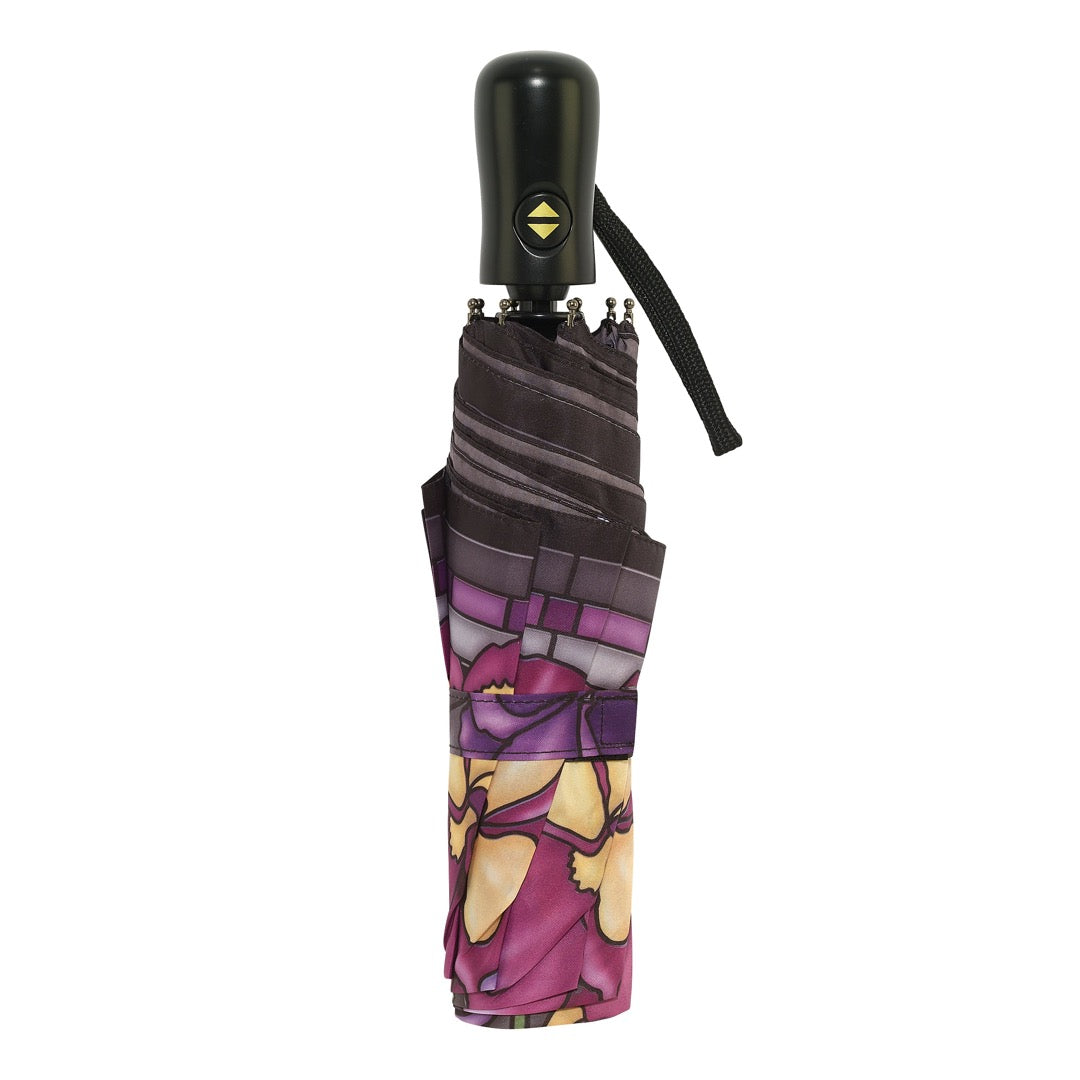 Galleria 33064 Stained Glass Pansies Folding Umbrella
