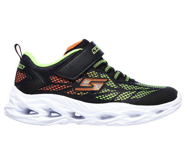 Skechers 400030L Vortex Flash Boys Black and Lime Rip-Tape Fastening Trainers