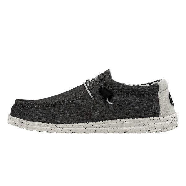 Dude Wally Stretch Canvas Mens Opal Black Textile Slip On Shoes
