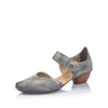 Rieker 43767-14 Ladies White/Denim Leather Heeled Shoes