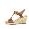 Gabor 22.824.54 Peanut Brown Leather Buckle Strap Wedges - elevate your sole
