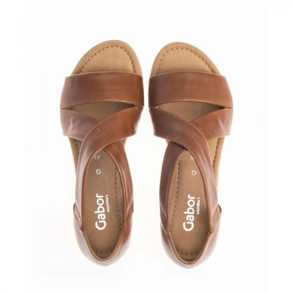 Gabor 22.711.55 Peanut Brown Leather Slip On Sandals - elevate your sole